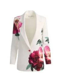 Alice + Olivia Denny Boyfriend notch-collar Floral Blazer | White | FARFETCH at Farfetch